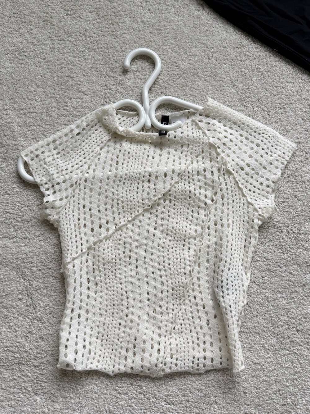 H&M Cream Open-Knit Short Sleeve Top